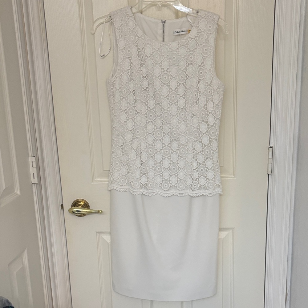 Calvin Klein White Lace Midi Dress